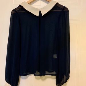 Sheer Blouse with Peter-Pan Collar